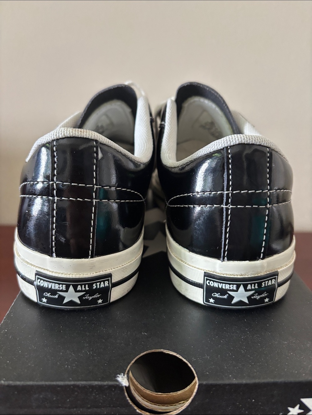 Converse women’s One Star Ox patent leather black unisex sneakers sz.7.5 - Picture 7 of 16